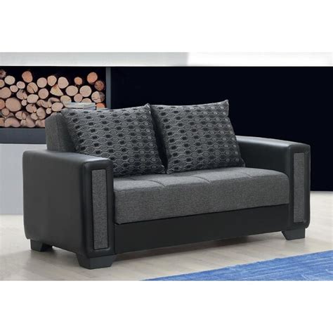 Orshava Grey And Black Upholstered Convertible Loveseat With Storage