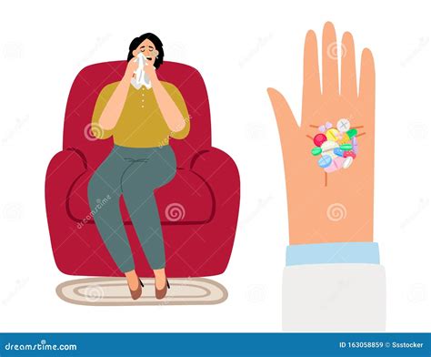Stop Depression Woman And Pills Stock Vector Illustration Of Medicine