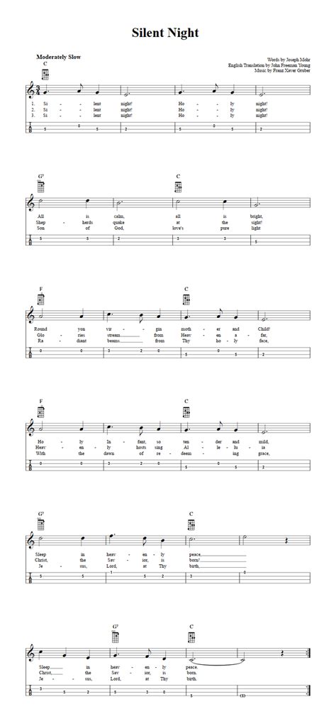 Silent Night Easy Mandolin Sheet Music And Tab With Chords And Lyrics