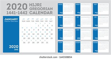 14411442 Hijri Calendar Gregorian Calendar Year Stock Vector Royalty