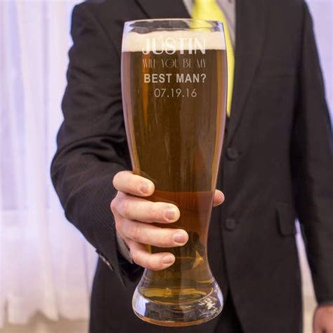 Cathys Concepts Personalized Will You Be My Best Man XL Beer Pilsner Glass Groomsman Gifts