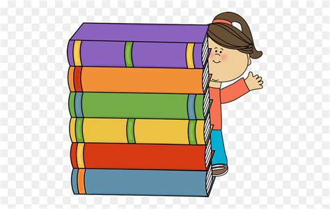 Girl Standing Behind Stack Of Big Books Clipart Book Clip Art Stack