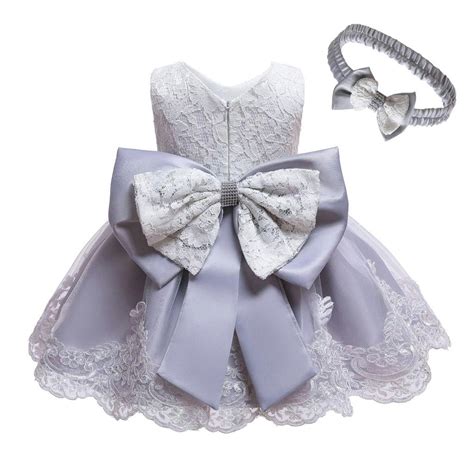 Buy Baby Girls Lace Bowknot Formal Wedding Tutu Princess Dressheadband