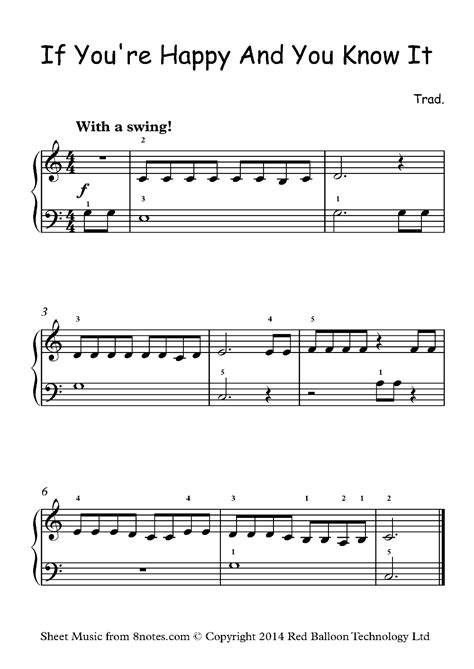 If Youre Happy And You Know It Sheet Music For Piano