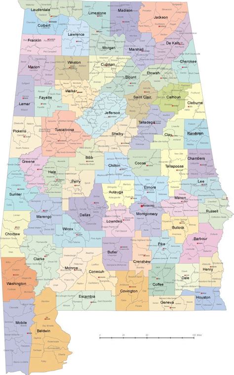 Alabama State County Map And County Seats Subcounty Of Alabama States