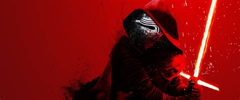 Kylo Ren Star Wars The Force Awakens Red Background Lightsaber