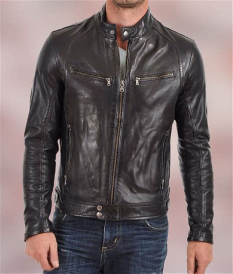 Mens Black Biker Leather Jacket Genuine Lambskin Leather Etsy In 2021