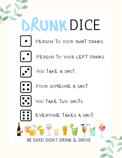 Drunk Dice Party Games Drinking Games For Adults Bachelorette Etsy Canada