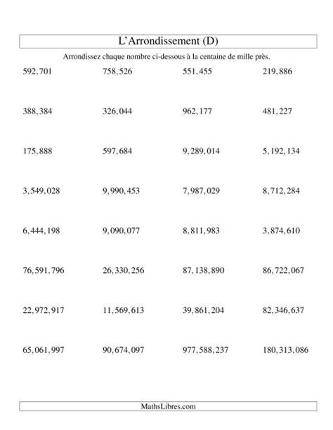 Arrondir Un Nombre Au 100000 Près Version Us D