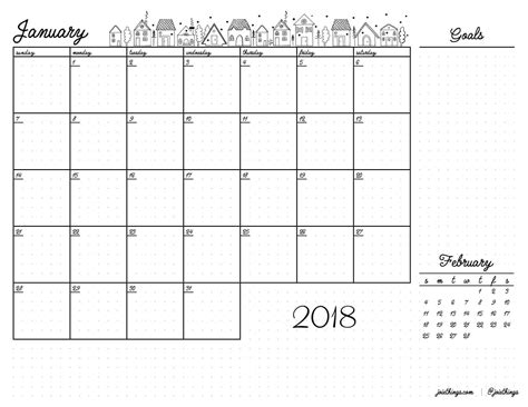 Freebie January Monthly Calendar Joiethings