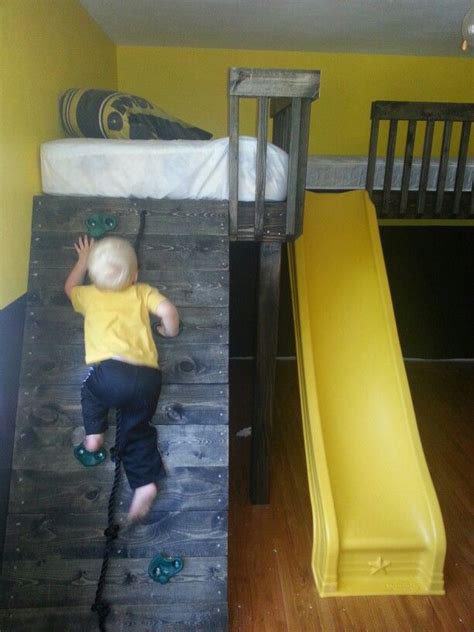 See more ideas about diy loft bed, loft bed, build a loft bed. My husband made this loft bed with rock wall to get up and ...