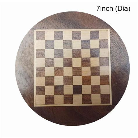 Brown Base 7inch Sheesham Wood Round Magnetic Chess Board Set At Rs