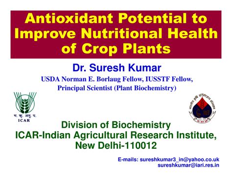 Pdf Antioxidant Potential To Improve Nutritional Health Of Crop Plants