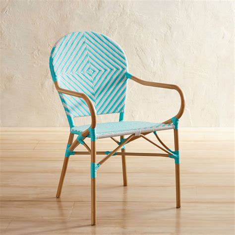 Metal dining chairs on sale! Turquoise Woven Bistro Chair | Bistro chairs, Blue dining ...
