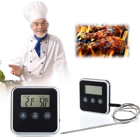 Lcd Digital Oven Meat Bbq Thermometer With Timer Remote Probe Kitchen