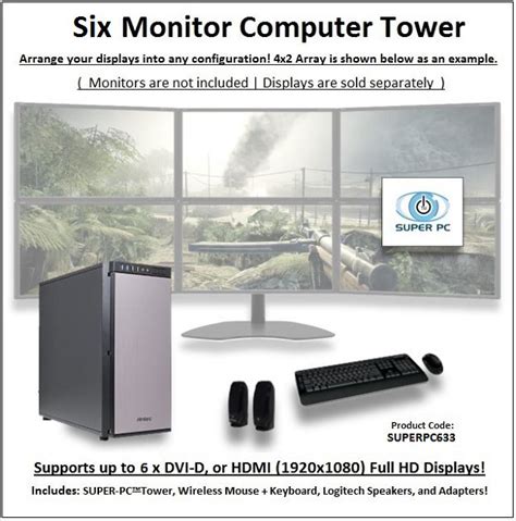 Super Pc Six Monitor Workstation 7th Gen Intel Core I5 Quadcore Cpu