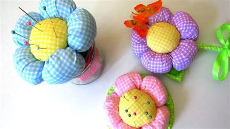 How To Make Simple Fabric Flower 3 Diy Ideas Pincushion Jar