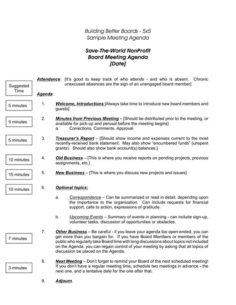 profit board meeting minutes template