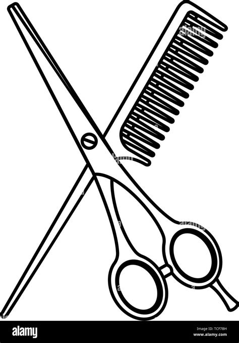 Line Art Black And White Scissors And Comb Stock Vector Image And Art Alamy