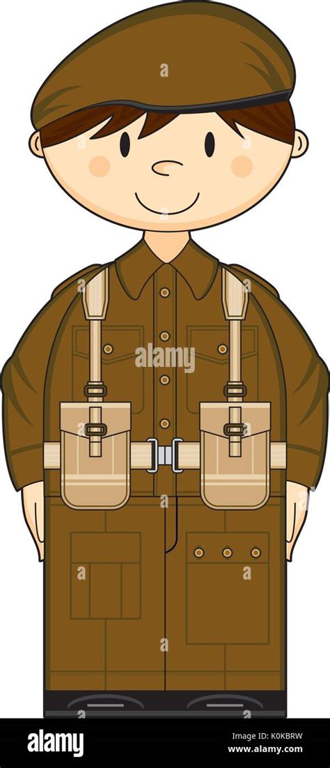 Soldado Del Ejército Militar Caricatura Ilustración Vectorial Imagen