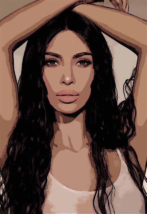 kim kardashian fan art portrait illustration digital etsy