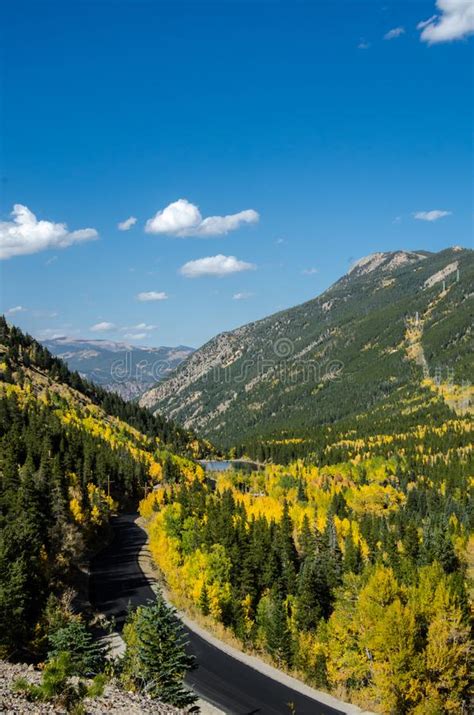 Overlook Onto Colorado Mountain Road In Fall Stock Photo Image Of