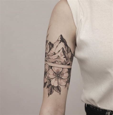Mountain With Flowers Sleeve Tattoos For Women Sleeve Tattoos Arm