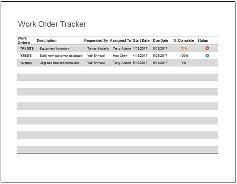 Work Order Tracker Template For Excel Word And Excel Templates