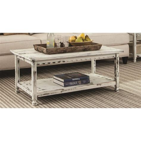 Alaterre Furniture Country Cottage White Antique 42 In L Coffee Table