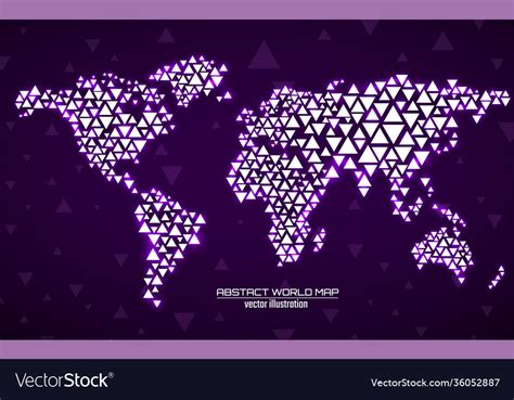 Abstract Geometric World Map With Glowing Vector Image