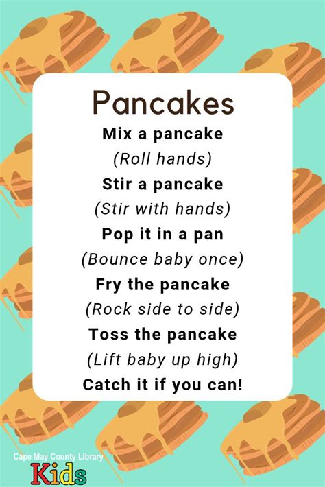 Pancake Action Rhyme And Lap Bounce Preschool Songs Classroom Songs