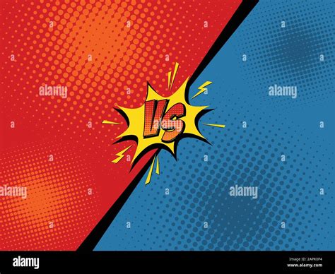 Comics Fight Background Versus Battle Cartoon Vector Illustration