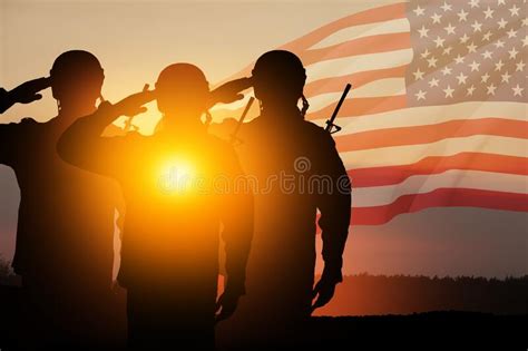Usa Army Soldiers Saluting On A Background Of Usa Flag Greeting Card