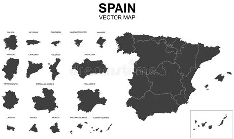 Mapa Político De Espanha Isolado Em Fundo Branco Ilustração Do Vetor Ilustração De Branco