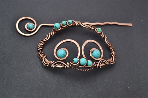 Turquoise Copper Hair Pin Turquoise Hair Barrette Copper Etsy