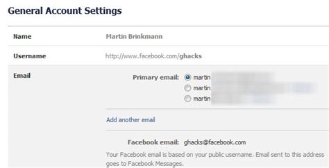 How To Change Your Primary Facebook Email Address Ghacks Tech News