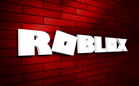 Скачать обои Roblox 3d Logo 4k Red Brickwall Creative Online Games