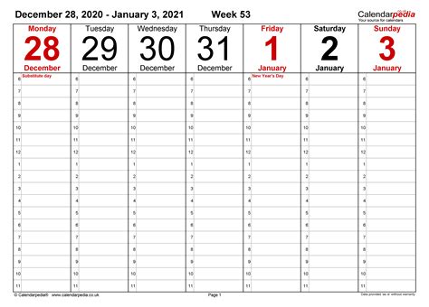 2021 Calendar With Week Number Printable Free Week Numbers 2021 With