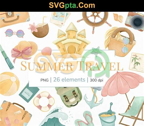 Beach Clipart Summer Clipart Png Vacation Clipart Instant Download Travel Clipart Tropica