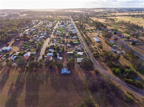 Image Of Aerial View Of Small Rural Town Looking Towards Horizon With