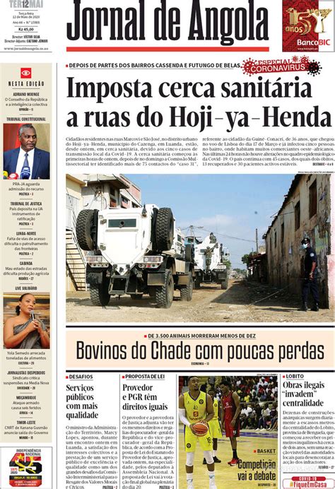 Capa Jornal De Angola De 2020 05 12