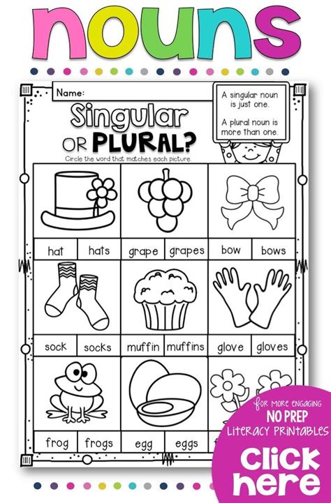 Singular And Plural Nouns Worksheet Kindergarten