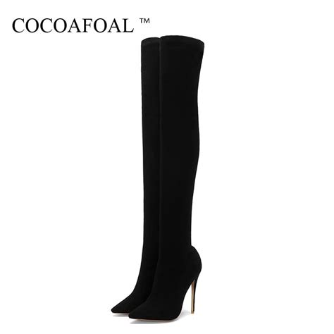 cocoafoal winter women s over the knee boots woman thigh high boots autumn fashion black plus