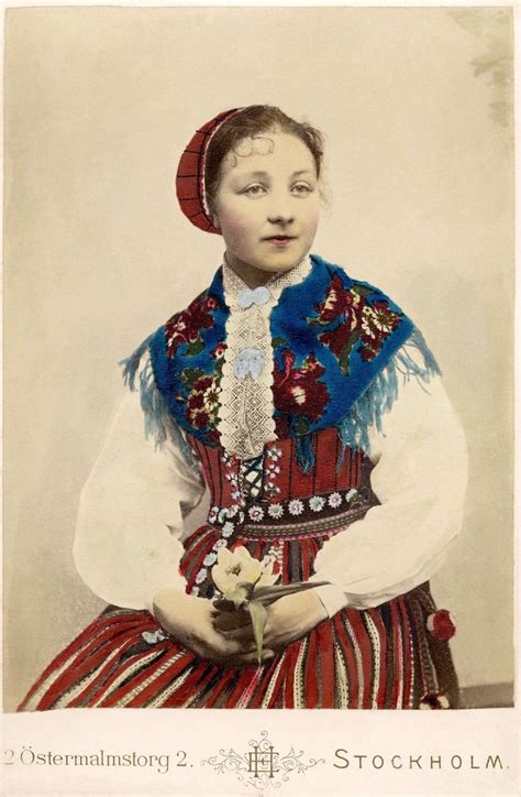 Woman From Leksand Dalarna Sweden Folklore Folk Costume Costumes