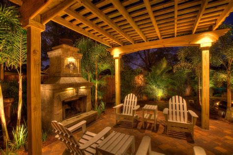 Fireplace With Pergola Tropical Patio Tampa By Landscape Fusion