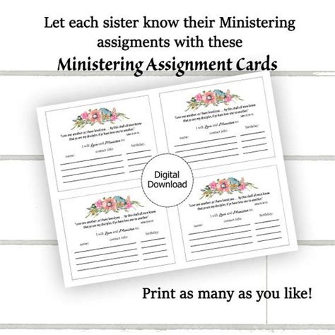 Ministering Assignment Card Printable Etsy Cards Etsy Printables