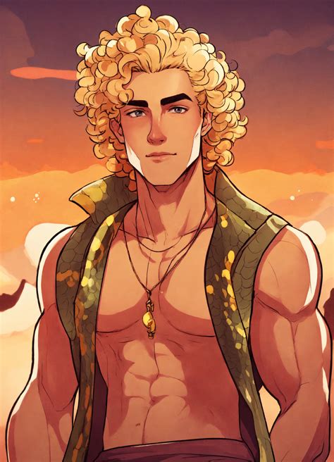 Lexica Blonde Curly Hair Man With Lean Body Cartoon Style With Snake