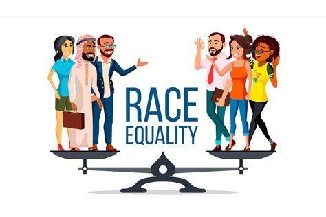 Race Equality Vector Standing On Scales Equal Opportunity Rights