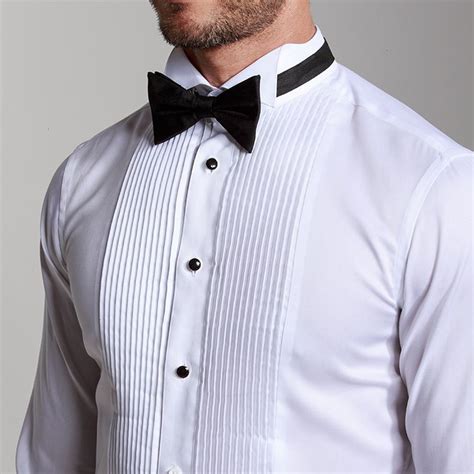 Straight Pleats White Tux Shirt Ownonly Camisas De Moda Hombre