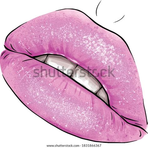 handdrawn parted sexy lips pink color stock vector royalty free 1831866367 shutterstock